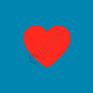 蓝色背景的红珊瑚颜色平式的心脏Eps10平式的心脏颜色背景图片