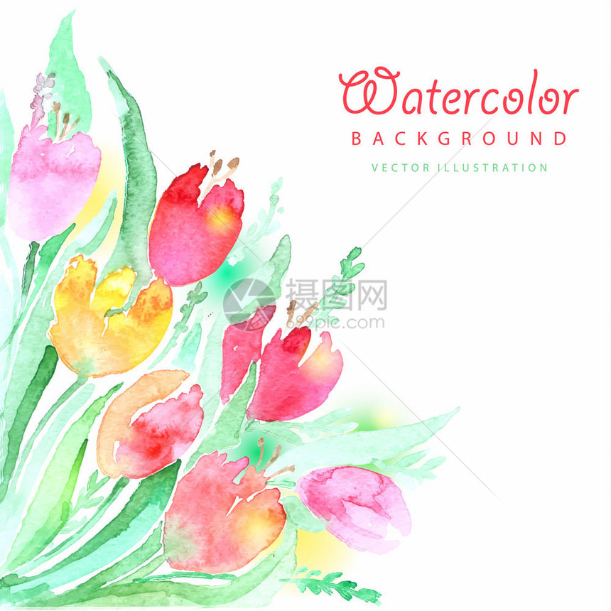 手绘水彩风格植物花朵背景图片