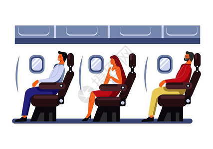 飞机上男人飞机上的乘客插画