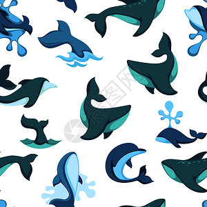 海洋野生物鲸鱼矢量元素图片
