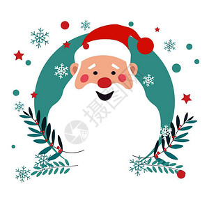 快乐圣诞微笑圣诞老人冬季格圣诞假日病媒的老人象征长胡子的老年人穿着红色帽子的传统服装庆祝新年的Xma节日即将到来圣诞老人冬季格圣诞假日的老人插画