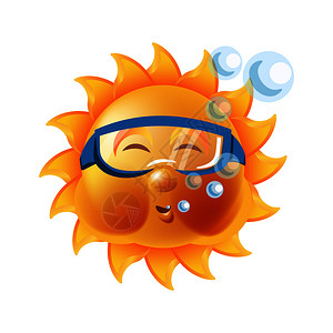 卡通可爱戴着潜水镜的太阳图片
