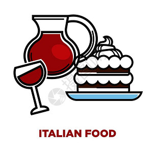 意大利食品促销海报上面印有红酒和美味甜蒂拉米苏意大利食品促销海报图片