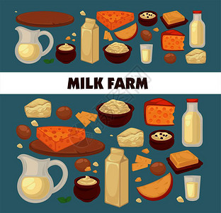 牛奶农场促销海报上面贴有美味奶制品牛农场促销海报背景图片