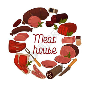 小牛肉肉排肉类海报供农场商店销售插画