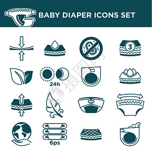 透气层婴儿尿布套件信息图标插画