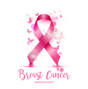 奥克洛克乳腺癌认识概念说明粉色丝带符号水彩斑点和文字奥克托白乳腺癌认识概念说明粉色丝带符号水彩斑点和文字奥克托白插画