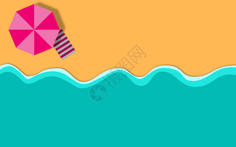 海滩雨伞平板设计背景图片
