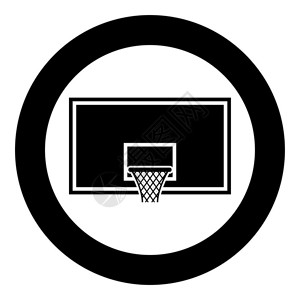 篮球板黑色椭圆形篮球框矢量设计元素插画