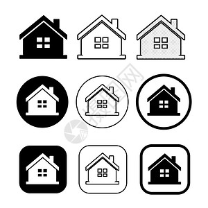 简单房屋符号和家庭图标图片