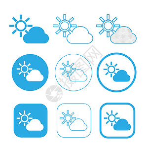 天气预测素材简单云点图标符号背景