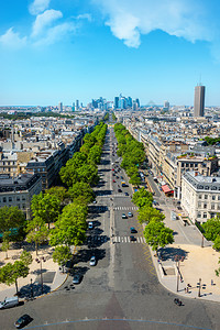 巴黎ArcdeTriomphe的GrandeArme大道和现代防卫区图片