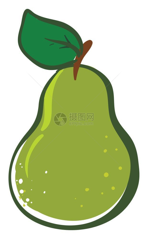 绿色长形状梨的剪贴板其中宽基底端的板向上到狭窄的尾端并配有绿色叶矢量颜图画或插图片