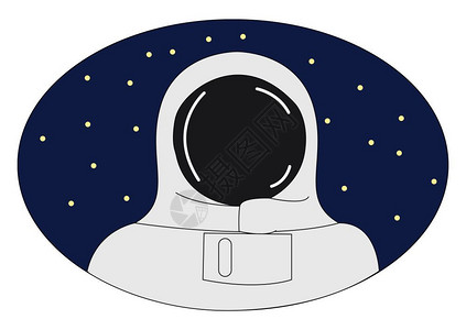美国宇航局宇航员身穿黑暗和开放的天空满是恒星矢量彩色绘画或插图插画