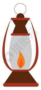 飓风灯一种古老的煤灰灯它正在低火焰向量彩色绘画或插图上发光插画