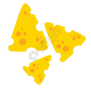 黄色矢量彩绘画或插图中的三片平板奶酪图片