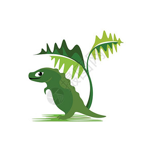卡通绿色小恐龙矢量插图背景图片