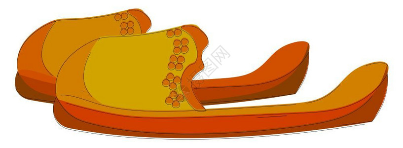 卡通橙色拖鞋矢量插图图片
