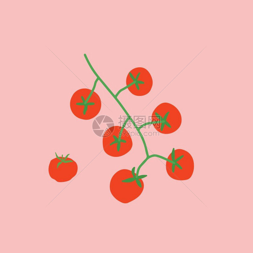 一堆成熟甜美的西红柿矢量彩色图画图片