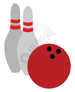 红保龄球有两个矢量彩色绘画或插图背景图片