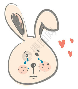耳朵心卡通可爱兔子矢量元素插画