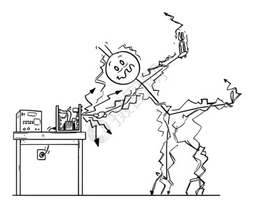 触电身亡矢量卡通插图绘制关于人或修理工一些电子装置和休克的概念说明职业安全概念人或修理工一些电子装置和休克的矢量卡通或修理工一些电子装置插画