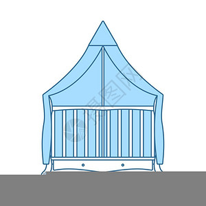 蓝色婴儿床图片