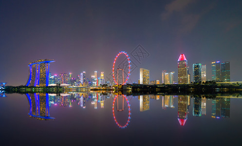 夜晚城市中心的夜景图片