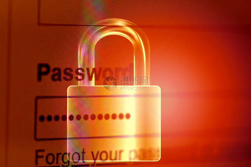 密码锁安全网络窃贼保护核查数据系统框放在计算机屏幕和挂锁背景的互联网浏览器上图片