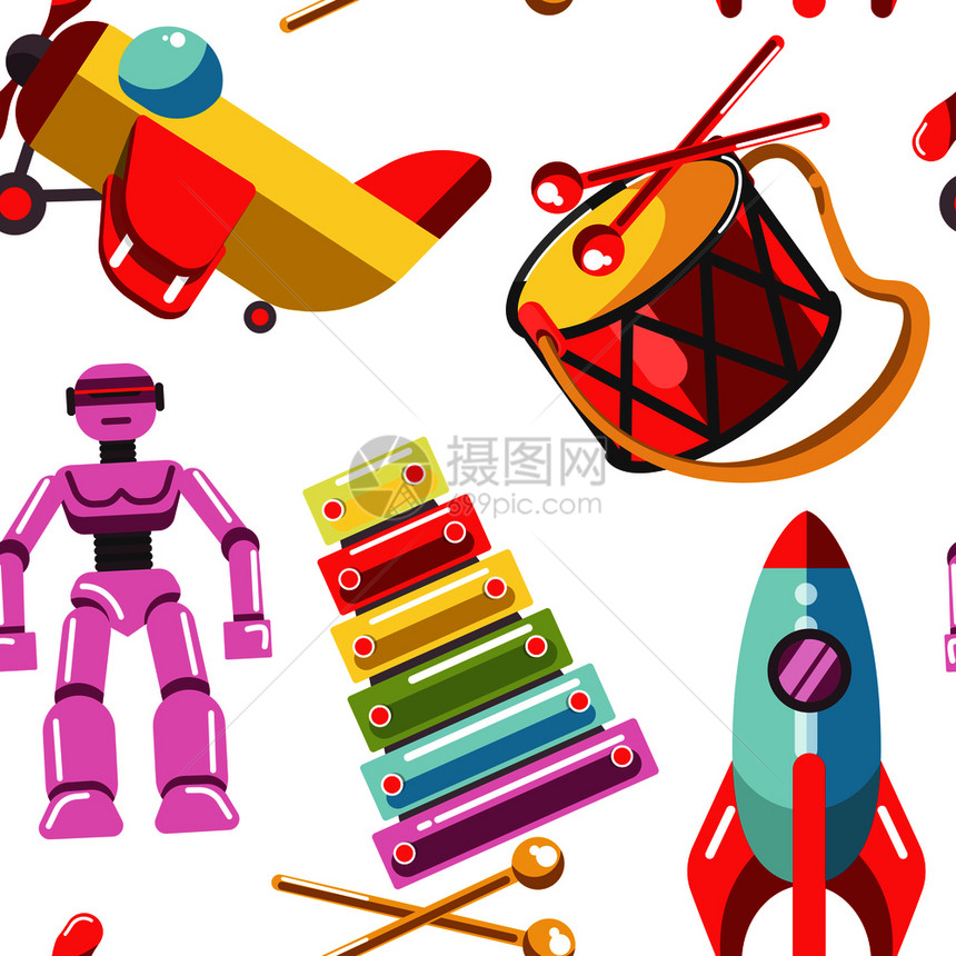儿童玩具矢量元素插画背景图片