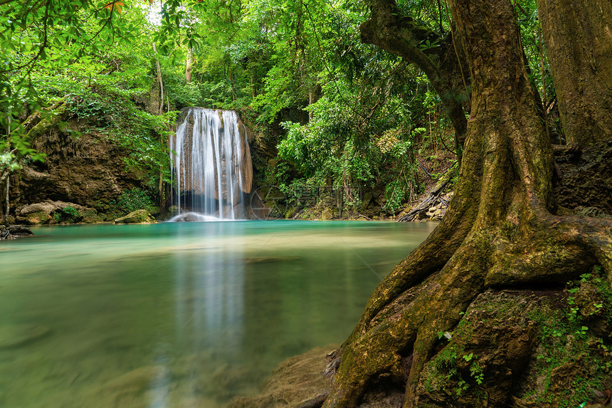 ErawanWaterfallKanchanaburi地区自然景观位于泰国用度假旅行和游景点图片