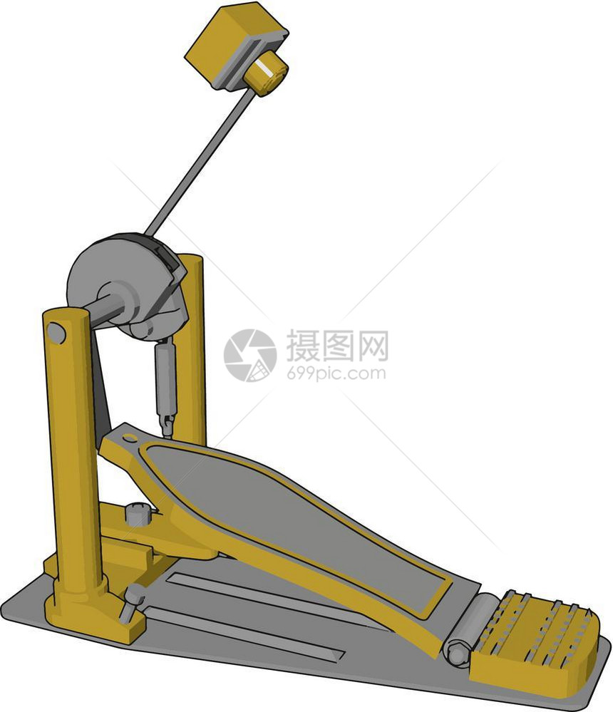 它是在摇滚音乐和娱中使用的单条腿操作贝斯鼓板它是组的一部分通常被单条划桨操作的矢量彩色绘画或插图击中图片