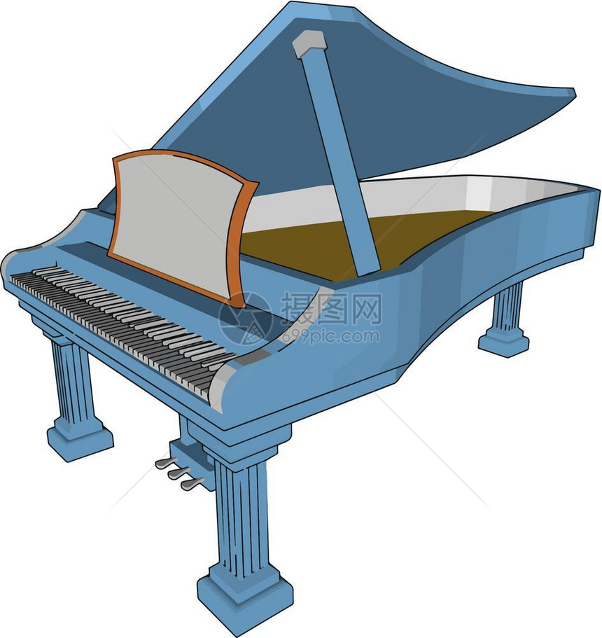 大钢琴是一种其架子和弦是水平的它一种声乐器矢量彩色绘画或插图图片