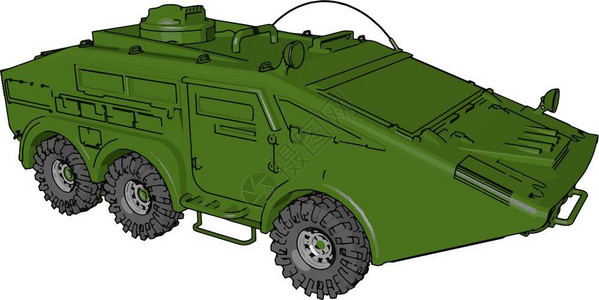 军用照明军用装甲车轻型重量轮式装甲战斗车矢量图插画