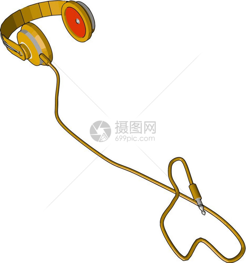 耳机也称为喇叭机或罐头可安装电线用于无矢量彩色绘画或插图图片