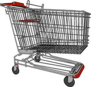 购物车或推是商店特别超市提供的搬运车用来送物品如矢量彩色图画或插图片