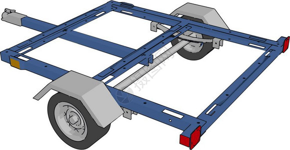 拖车是一辆没有动力的车两个轮子被动力的车辆矢量彩色图画或插拖走图片