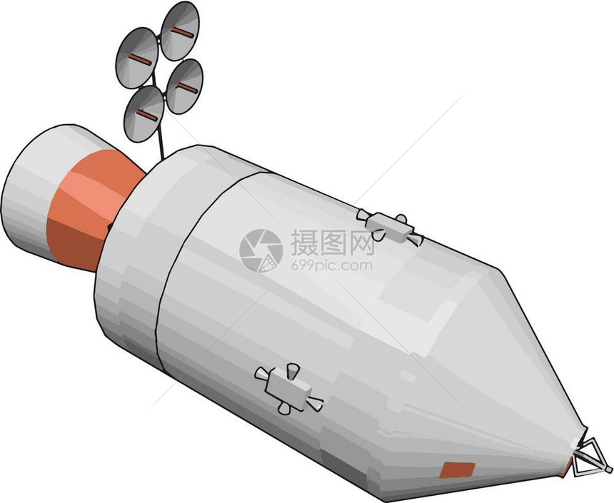 航天器是设计用于在外层空间飞行的器或机用于在外层空间飞行的矢量颜色图或解图片