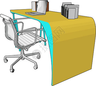 办公椅是一种主席设计用于办公室的桌通常是一种旋转椅有套轮用于移动和可调整的高度矢量颜色图或插背景图片
