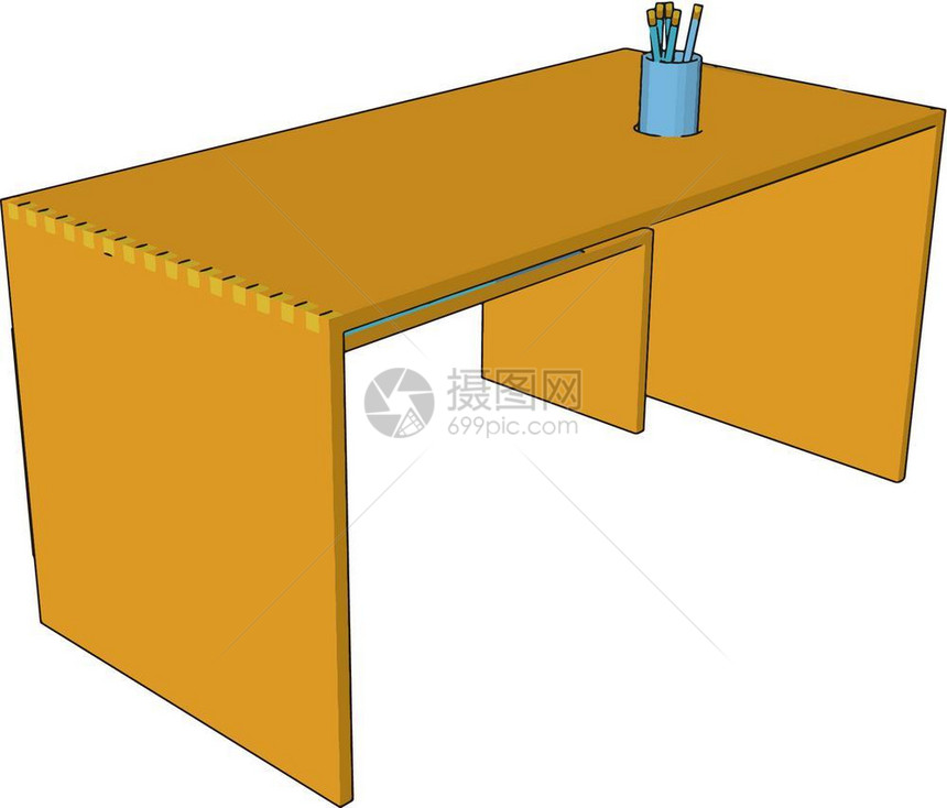 没有腿的木制桌仅配板支持有笔和这么多矢量彩色绘图或插的木制桌图片