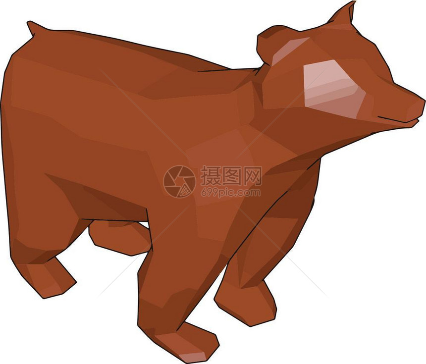 棕色熊玩具一个头和四条腿看起来像字符矢量颜色图画或插图片