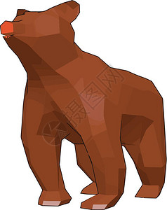 褐色熊玩具由塑料木或羊毛组成上向矢量颜色图画或插图片