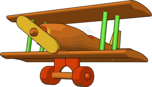 木制玩具飞机看起来像原双翼矢量颜色图画或插的复制品图片