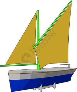 帆船或是指部分全由比帆船矢量彩色图或解小于帆船矢量彩色图或解的帆驱动船舶插画