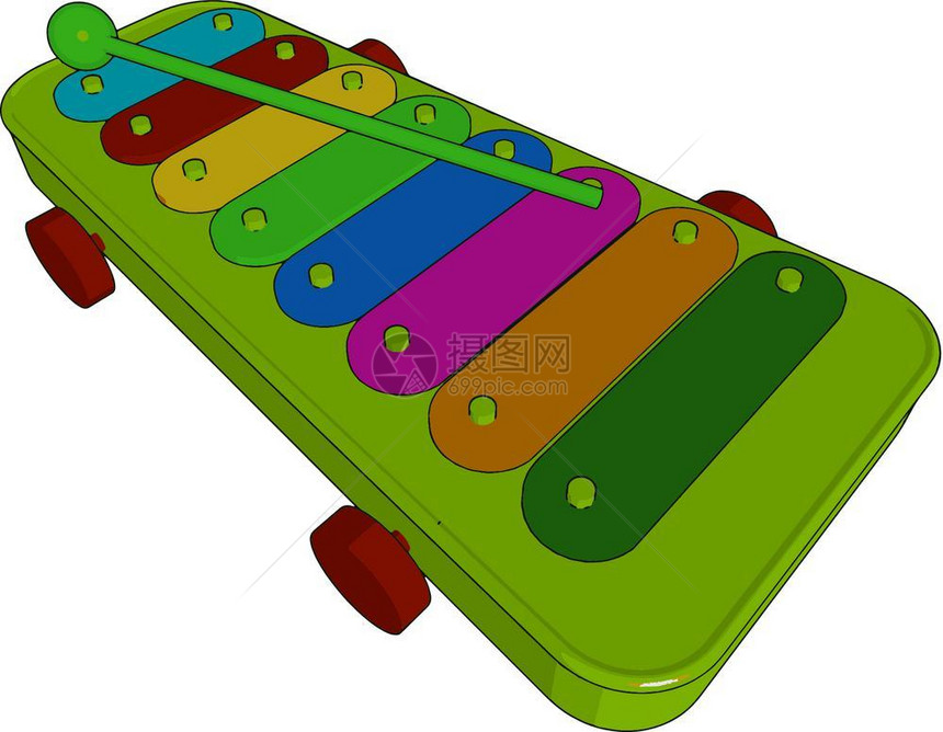玩具AglockenspieelA是一种A冲击A仪器由一组调控键成按钢琴矢量颜色图画或插键盘时的态排列图片