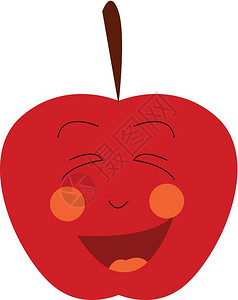 一个新鲜的红快乐苹果配有干矢量颜色图画或插图片