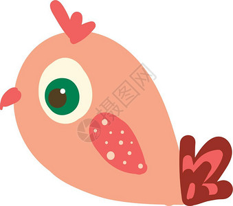 粉小鸟带有波卡点翼和设计方尾矢量颜色图或插插画
