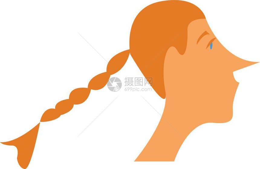 蓝眼睛长头发金女士身着编织的发型矢量彩色绘画或插图图片
