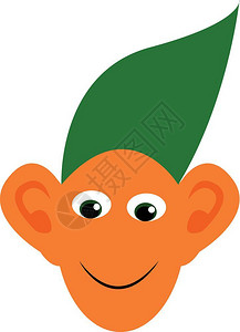 一个大耳朵男孩穿着长的绿色头盖矢量颜图画或插图片