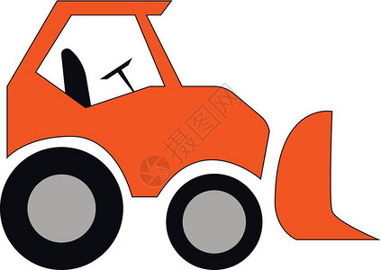 橙色的带司机座椅和方向盘矢量图背景图片